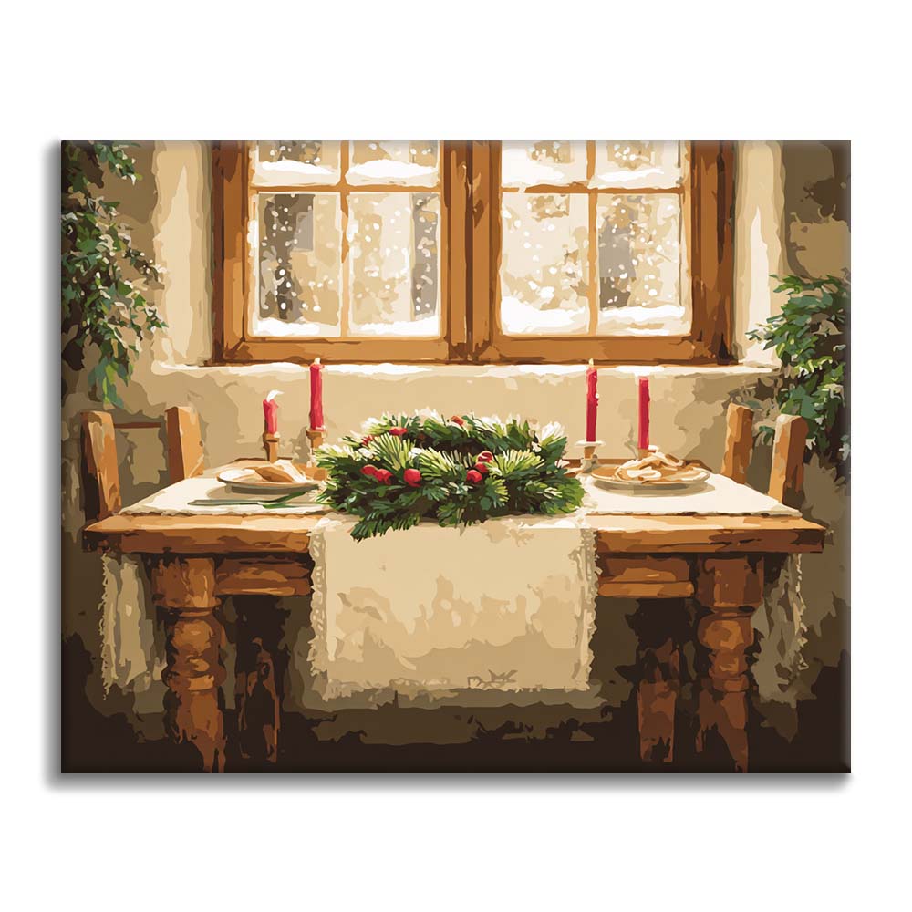 Weihnachtsessen-Setting - Malen nach Zahlen