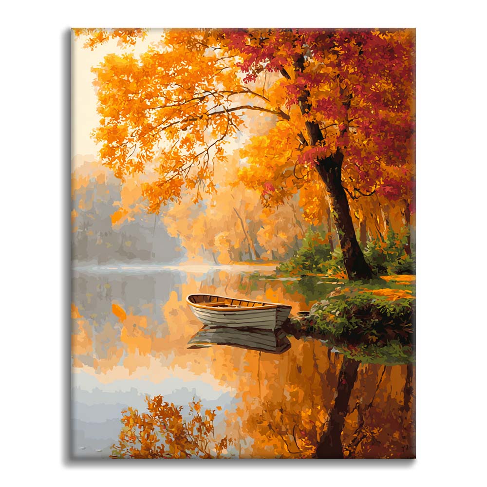 Ruhiges Herbstboot - Malen nach Zahlen