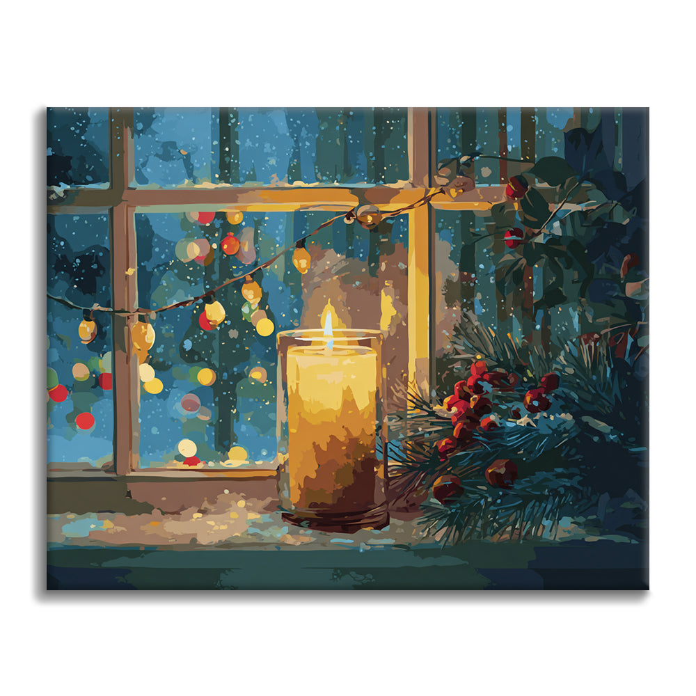 Weihnachtliches Kerzenlicht – Malen nach Zahlen