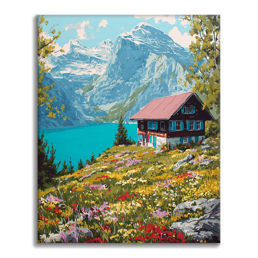 Schweizer Chalet – Malen nach Zahlen
