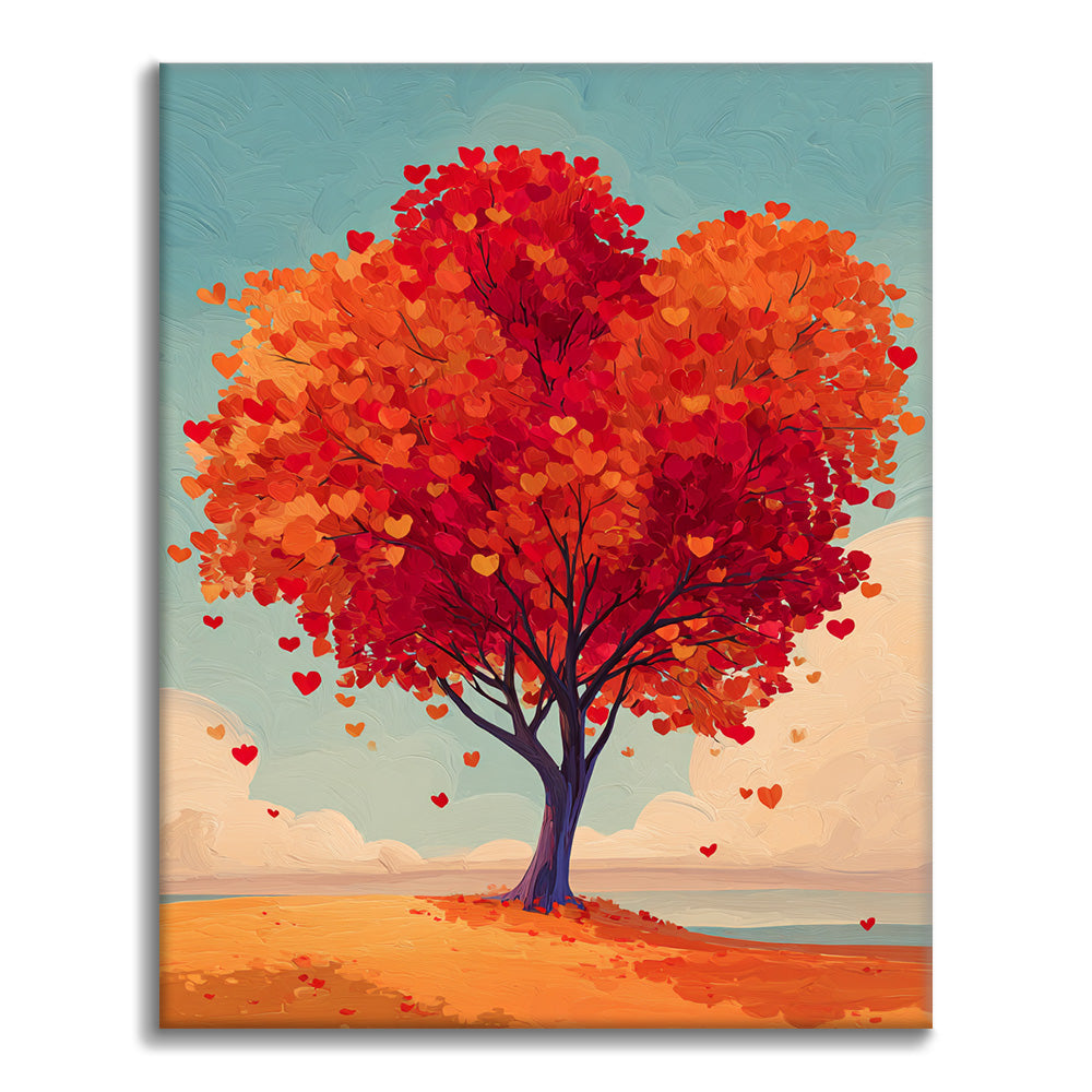 Herzförmiger Baum – Malen nach Zahlen