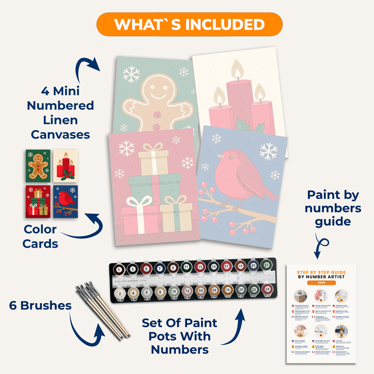 Weihnachtsklassiker – 4er Mini-Set | Malen nach Zahlen