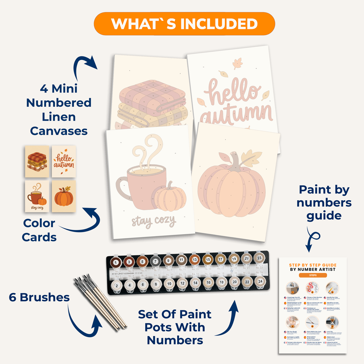 Herbstliche Umarmung – 4er Mini-Set | Malen nach Zahlen