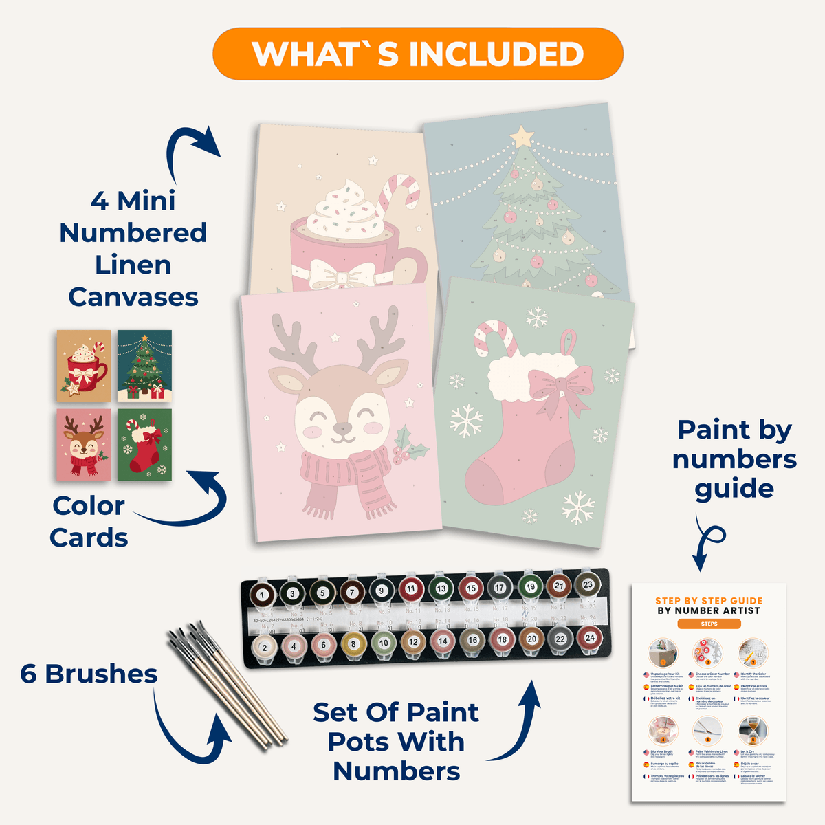 Weihnachtsstimmung – 4er Mini-Set | Malen nach Zahlen