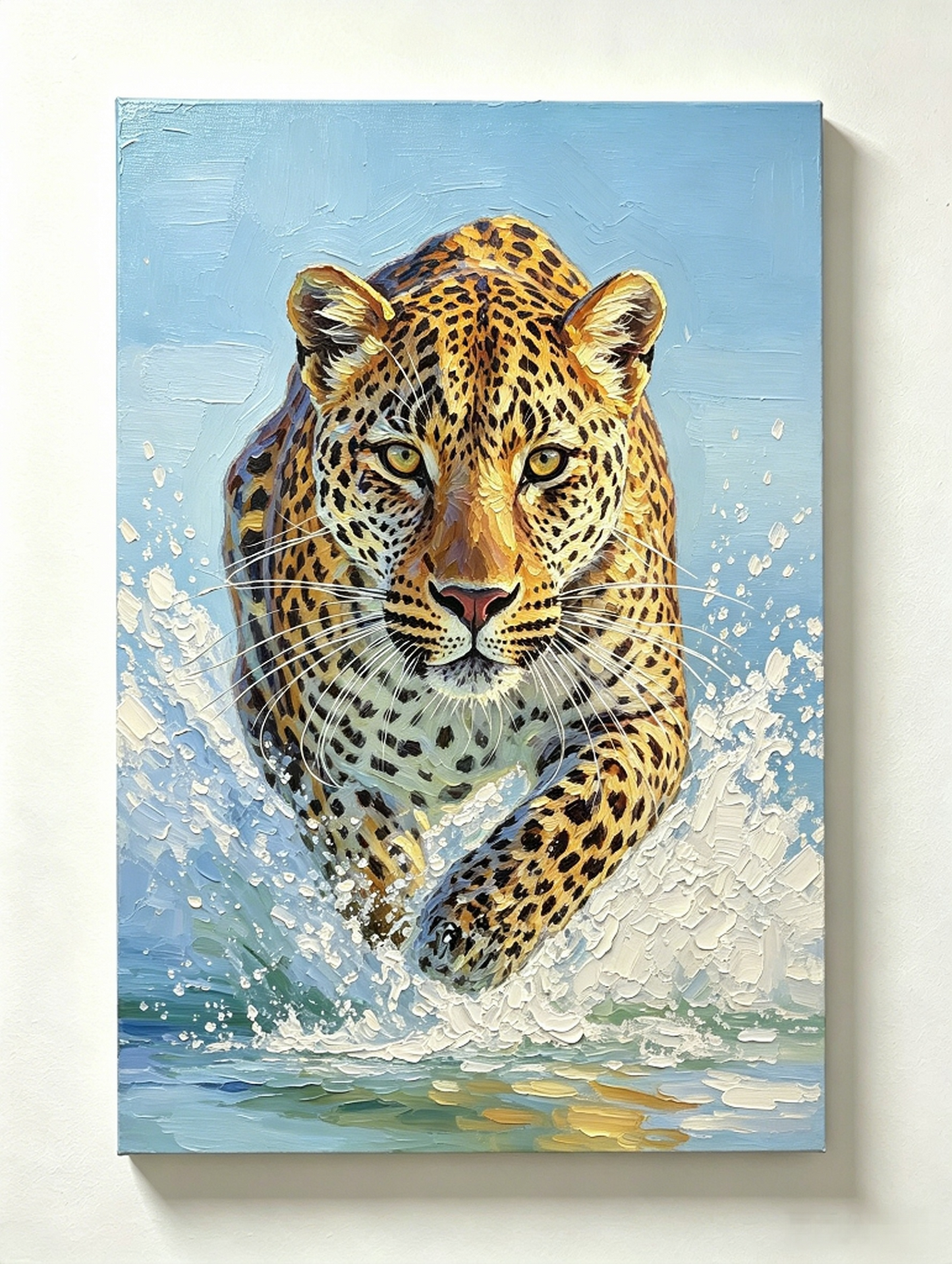 Leopard durch das Wasser- Malen nach Zahlen