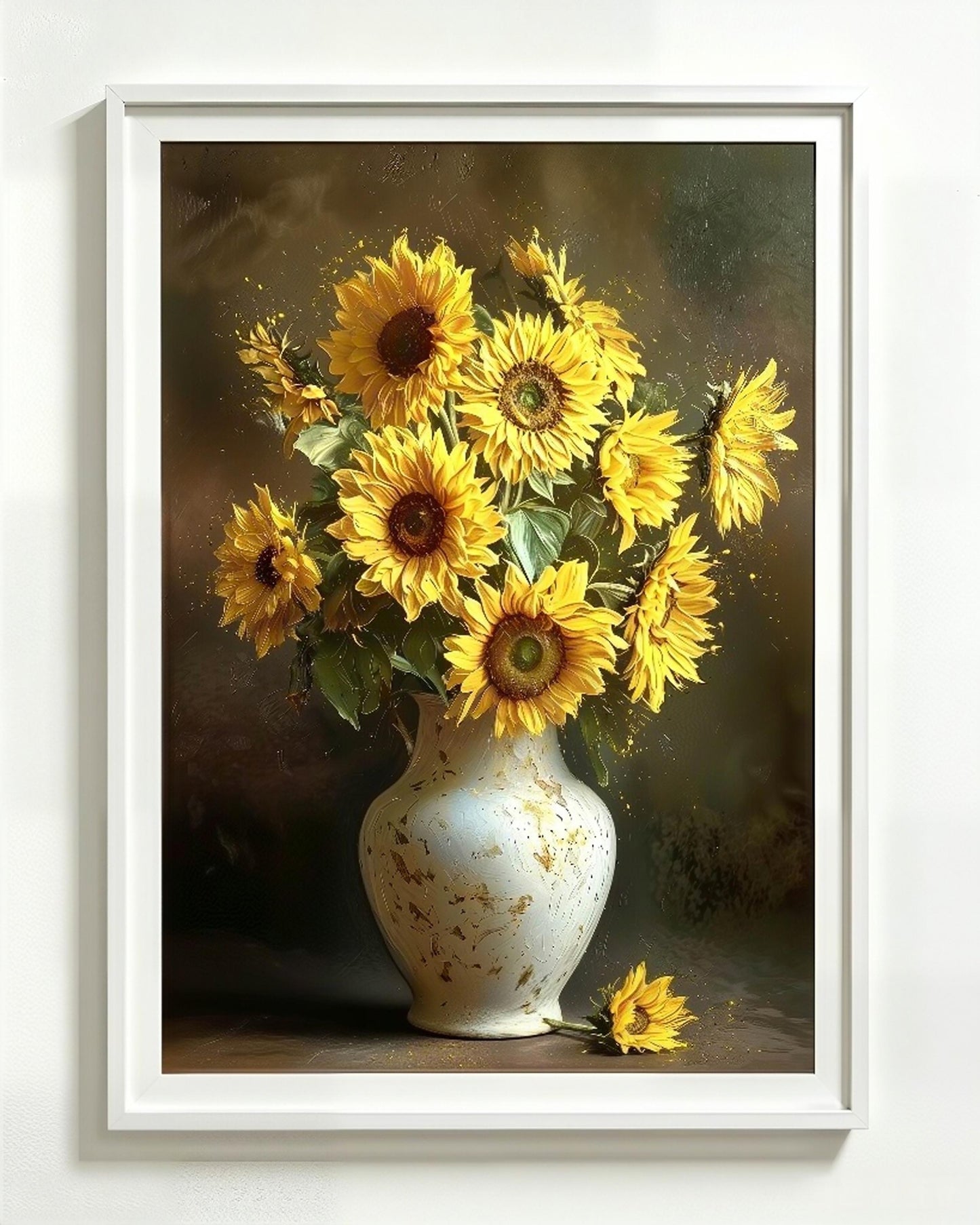 Sonnenblumen in altweißer Keramikvase - Malen nach Zahlen