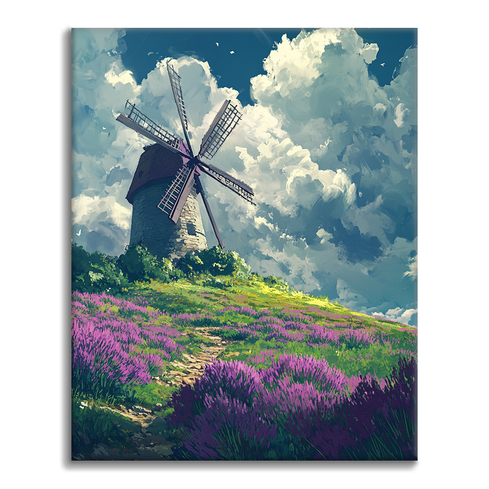 Lavendelwindmühle - Malen nach Zahlen
