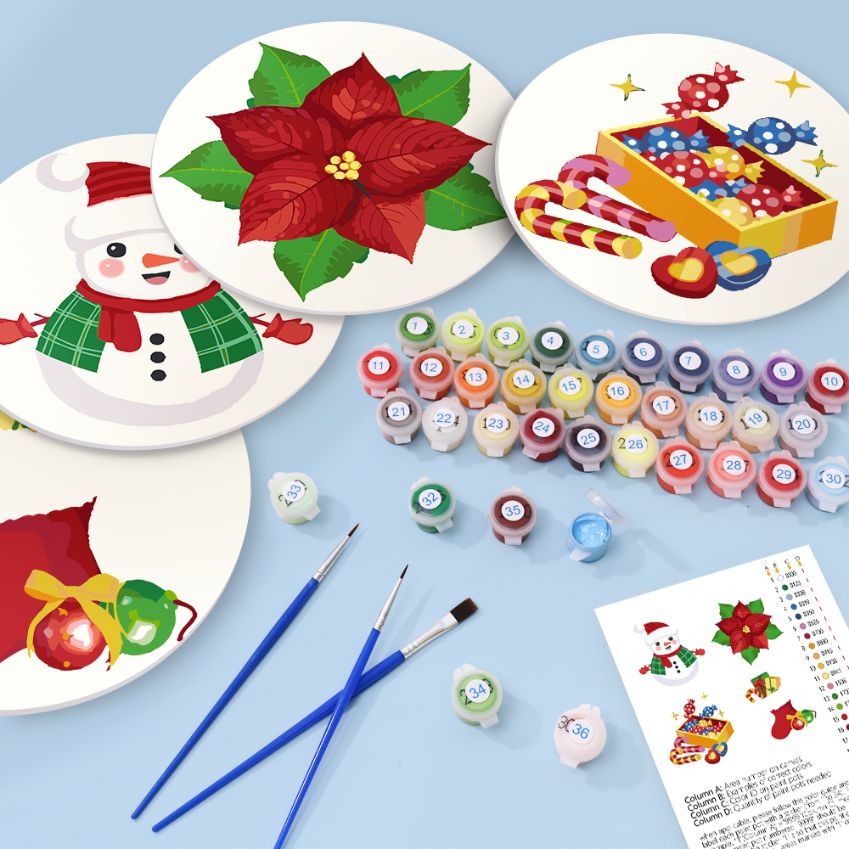 Malen nach Zahlen - 4 Tischsets | Weihnachtsset