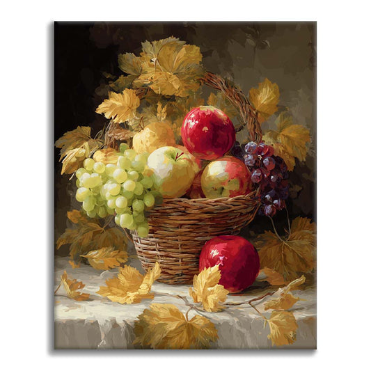 Herbstlicher Obstkorb - Malen nach Zahlen