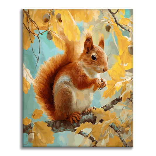 Herbstliches Eichhörnchen - Malen nach Zahlen