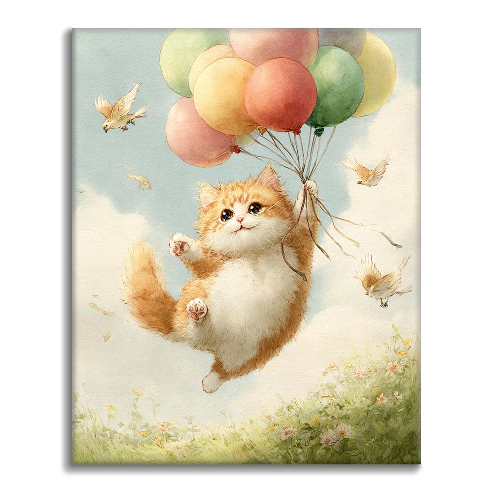 Katzenballonfahrt - Malen nach Zahlen