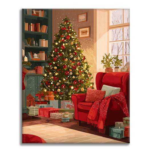 Gemütlicher Weihnachtsbaum - Malen nach Zahlen