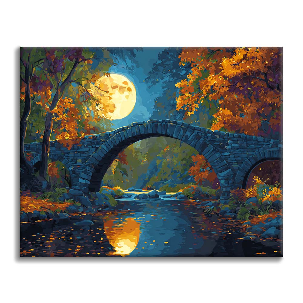 Mondbeschienene Brücke - Malen nach Zahlen