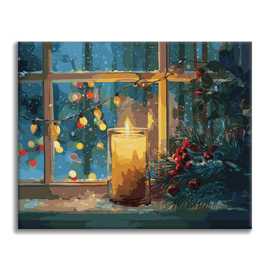 Weihnachtliches Kerzenlicht – Malen nach Zahlen