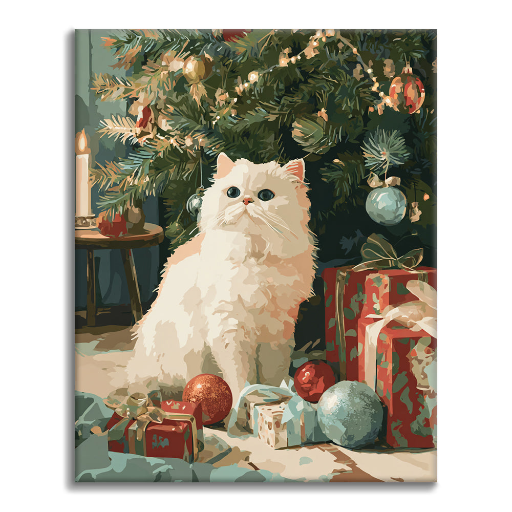 Weihnachtskatze – Malen nach Zahlen