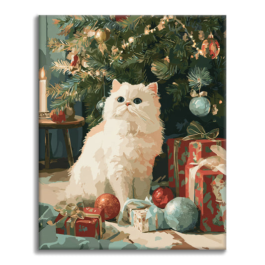 Weihnachtskatze – Malen nach Zahlen