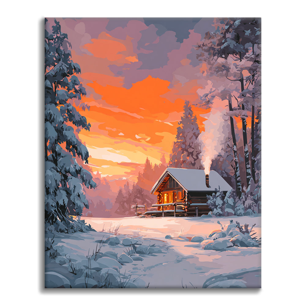 Winterhütte – Malen nach Zahlen