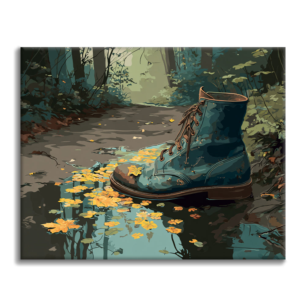 Abgenutzter Stiefel – Malen nach Zahlen