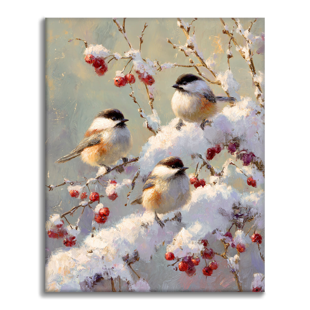 Wintervögel – Malen nach Zahlen