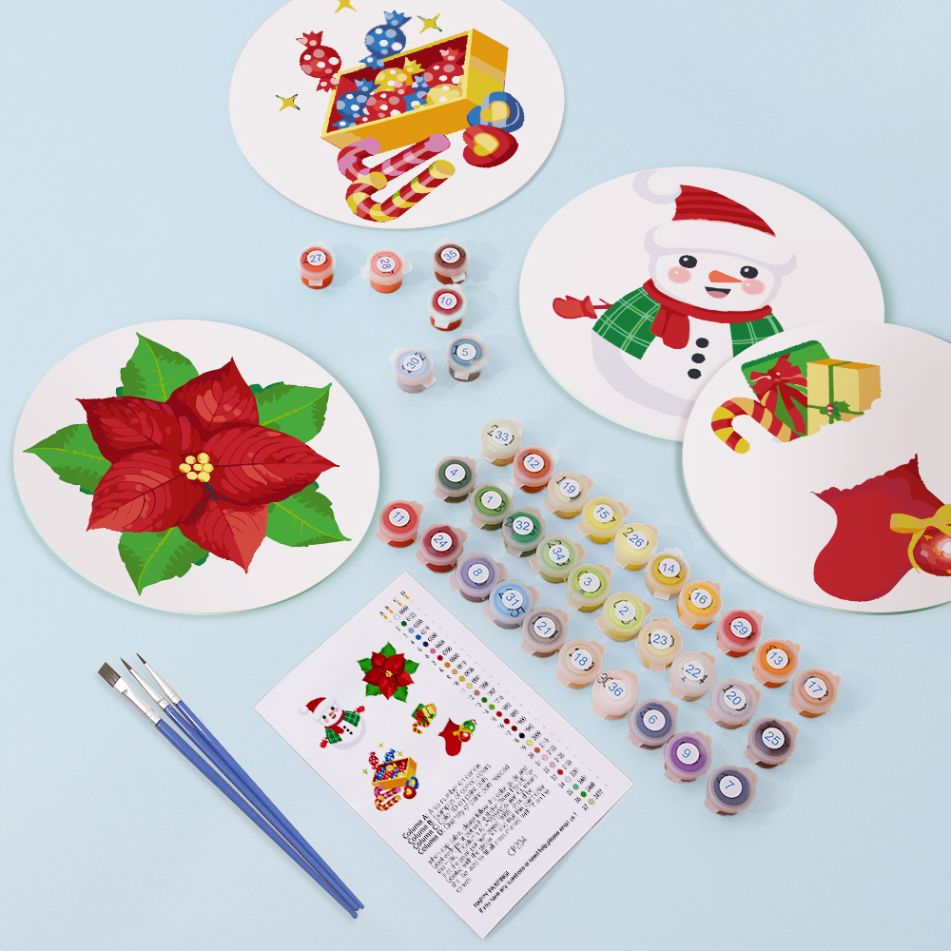 Malen nach Zahlen - 4 Tischsets | Weihnachtsset