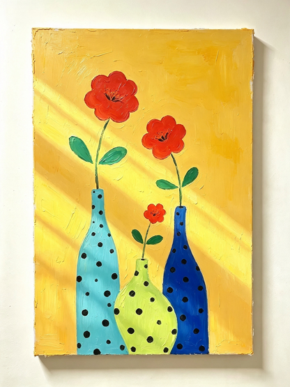 Bunte Blumenvasen- Malen nach Zahlen