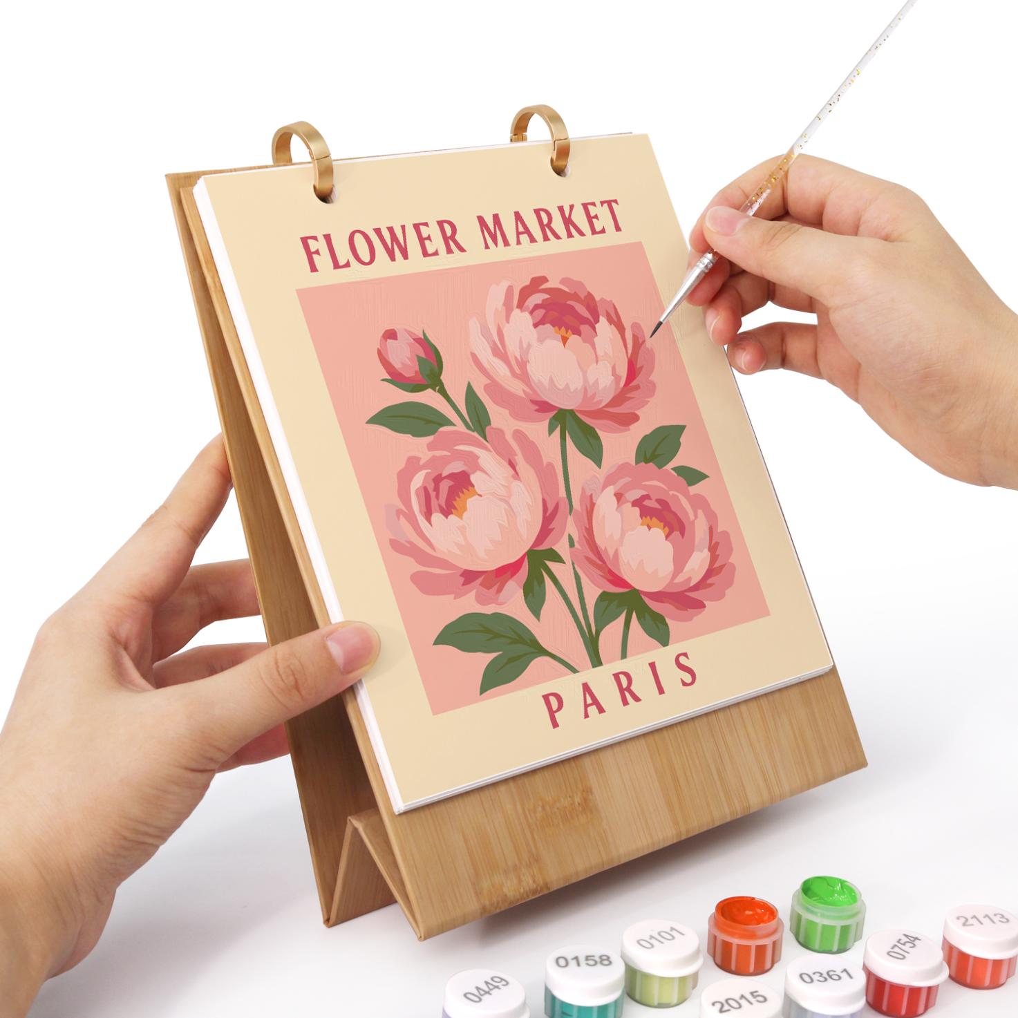 2027 Malen nach Zahlen Tischkalender | Blumenmarkt-Edition