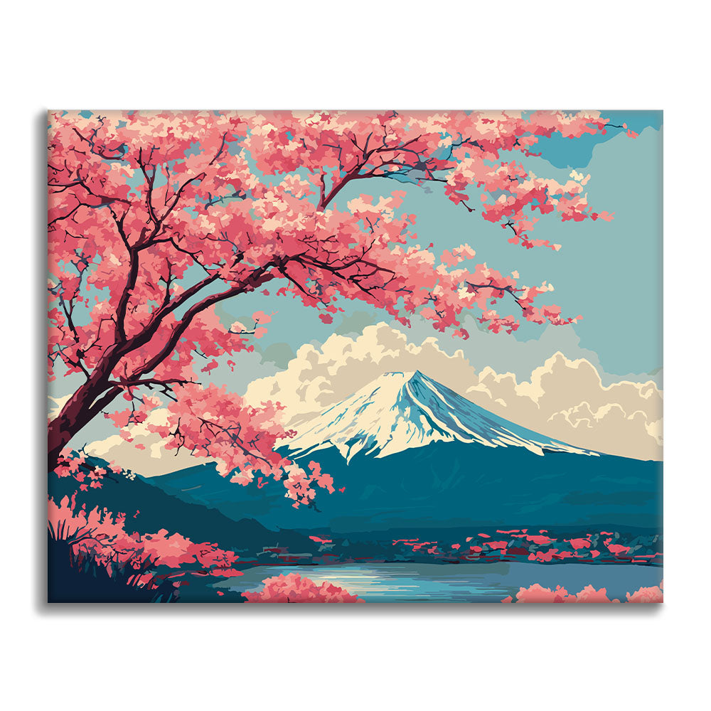 Frühlingsszene in Fuji – Malen nach Zahlen
