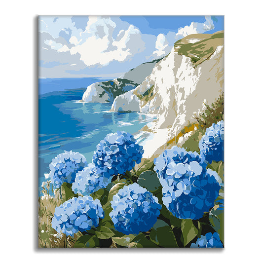 Hortensien am Meer – Malen nach Zahlen