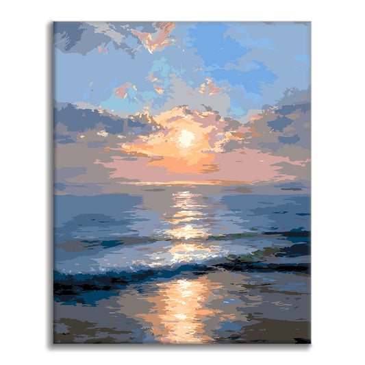 Sonnenaufgang am Meer – Malen nach Zahlen