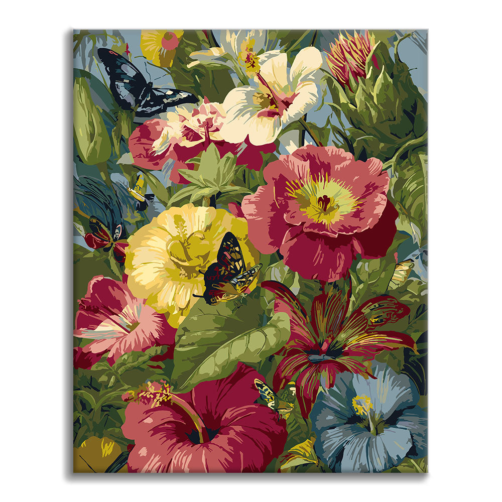 Tropische Blumen & Schmetterlinge – Malen nach Zahlen