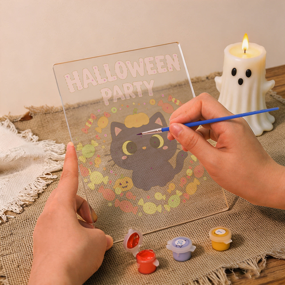 Malen nach Zahlen Halloween Lampe – Kürbispfoten