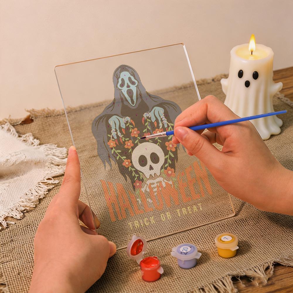 Malen nach Zahlen Halloween Lampe – Verfluchter Totenkopf