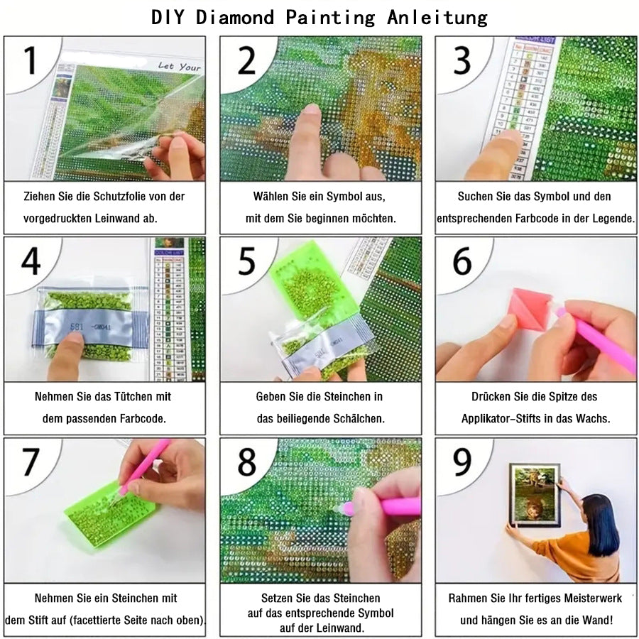 Lila Vogel auf Blütenzweig - Diamond Painting