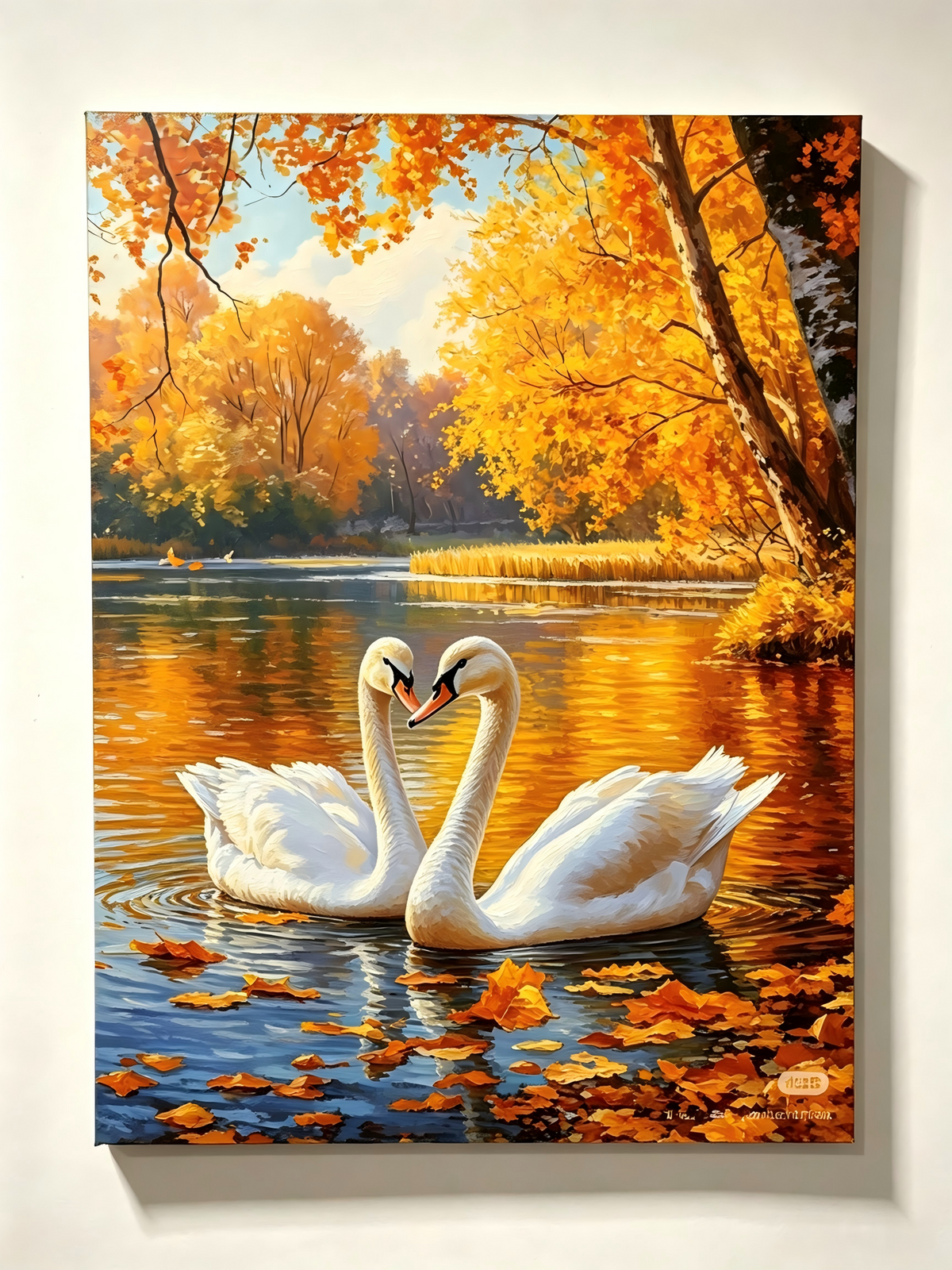 Herbstliebe am Schwanensee- Malen nach Zahlen