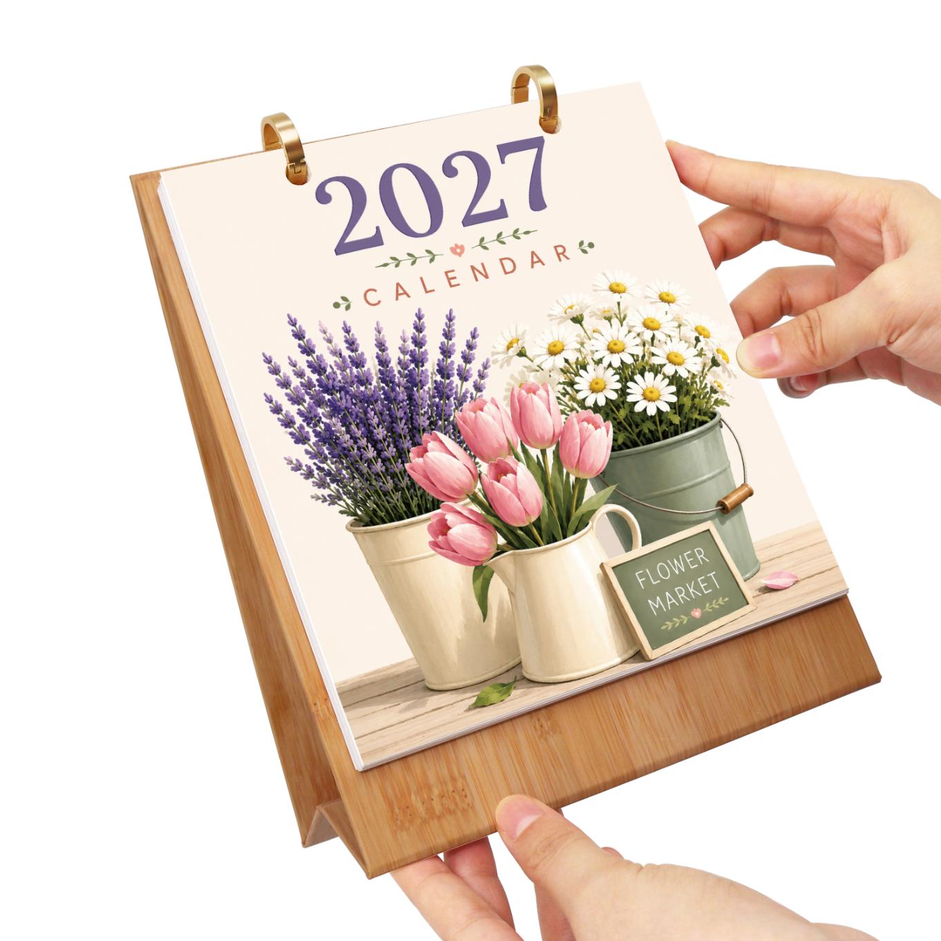 2027 Malen nach Zahlen Tischkalender | Blumenmarkt-Edition