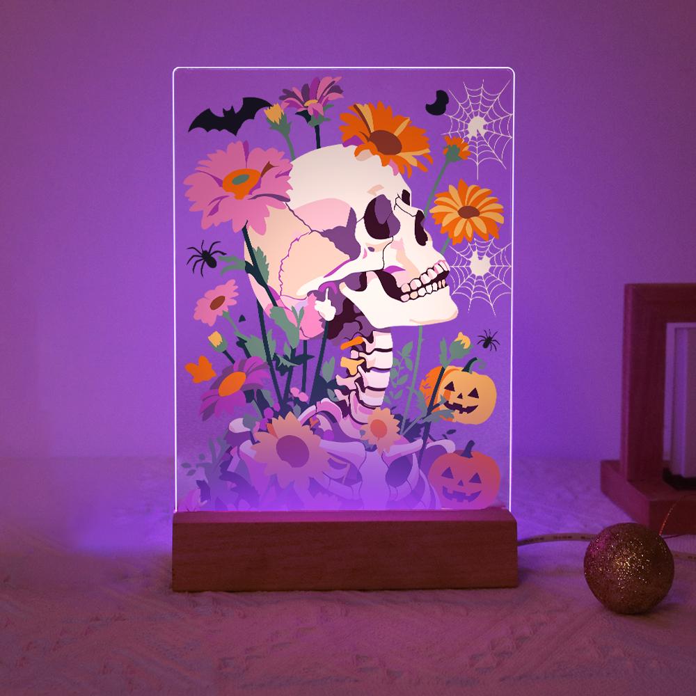 Malen nach Zahlen Halloween Lampe – Blumenschädel