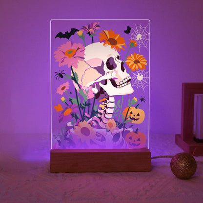 Malen nach Zahlen Halloween Lampe – Blumenschädel