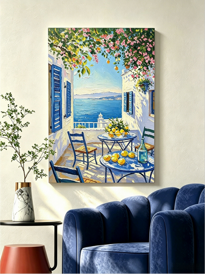 Terrasse am Ägäischen Meer - Malen nach Zahlen