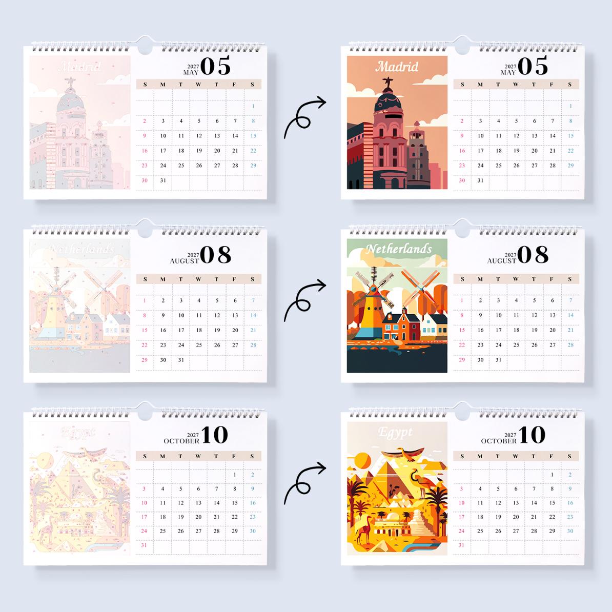 2027 Malen nach Zahlen Kalender | Berühmte Monumente Edition