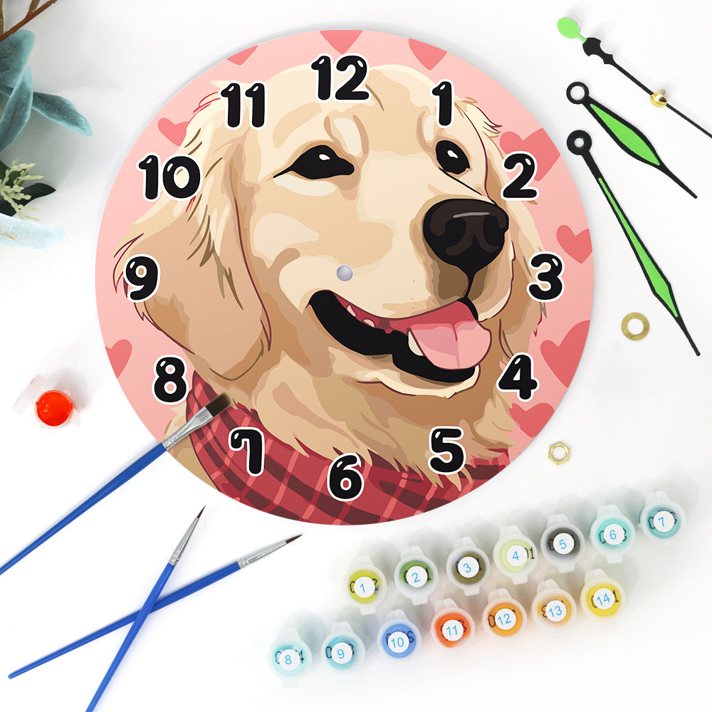 Malen nach Zahlen Uhr – Süßer Hund