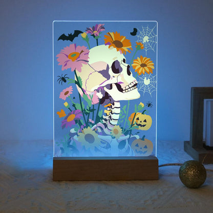 Malen nach Zahlen Halloween Lampe – Blumenschädel