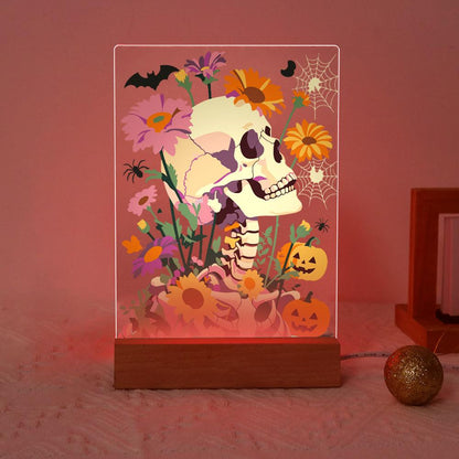 Malen nach Zahlen Halloween Lampe – Blumenschädel