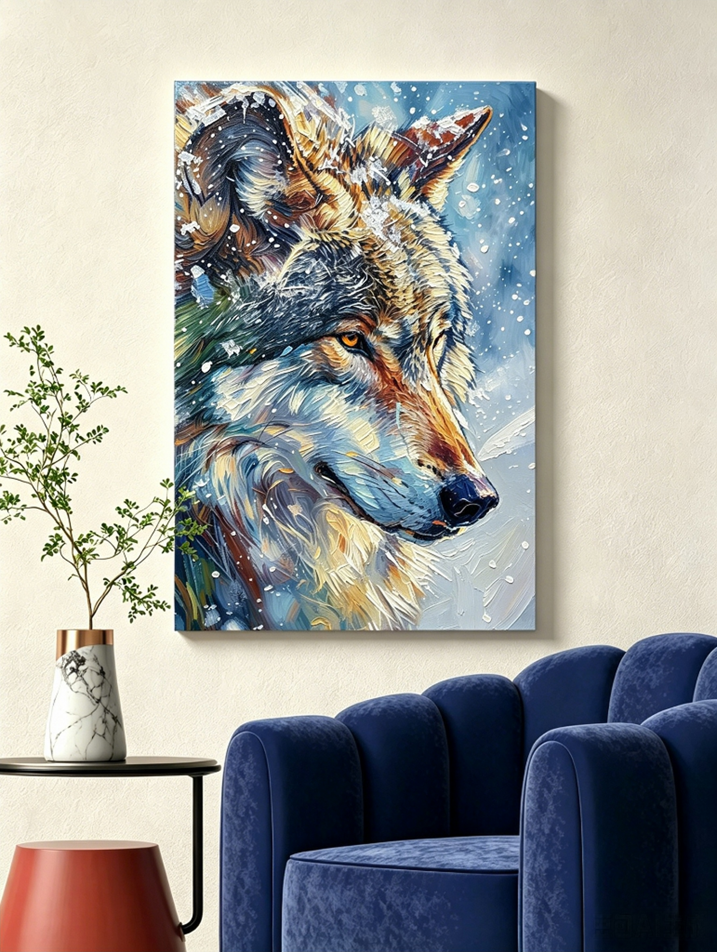 Wolf im Schneewald- Malen nach Zahlen