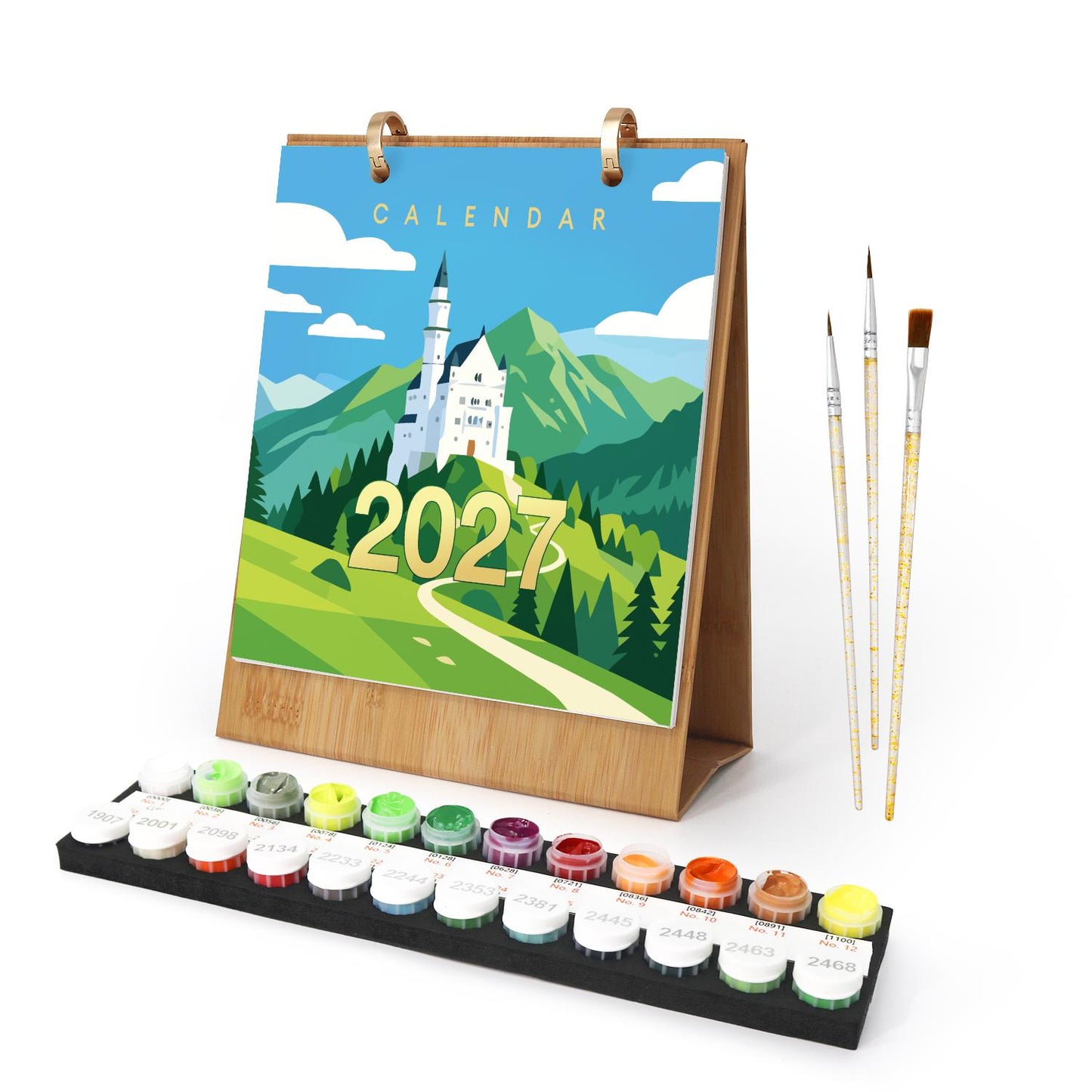 2027 Malen nach Zahlen Tischkalender | Reise Edition