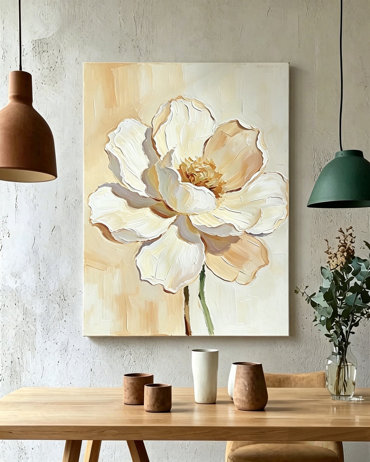 Cremeweiße Blume mit 3D-Textur - Malen nach Zahlen