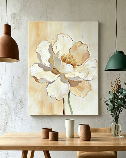 Cremeweiße Blume mit 3D-Textur - Malen nach Zahlen