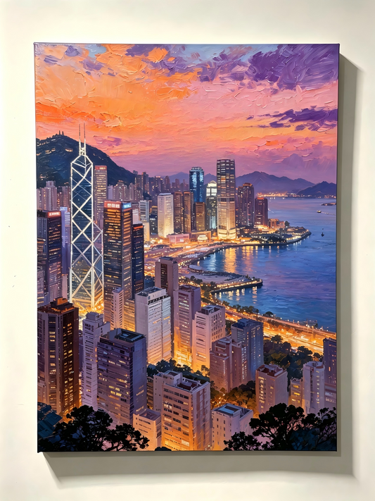 Hongkong‑Sonnenuntergang über der Bucht- Malen nach Zahlen