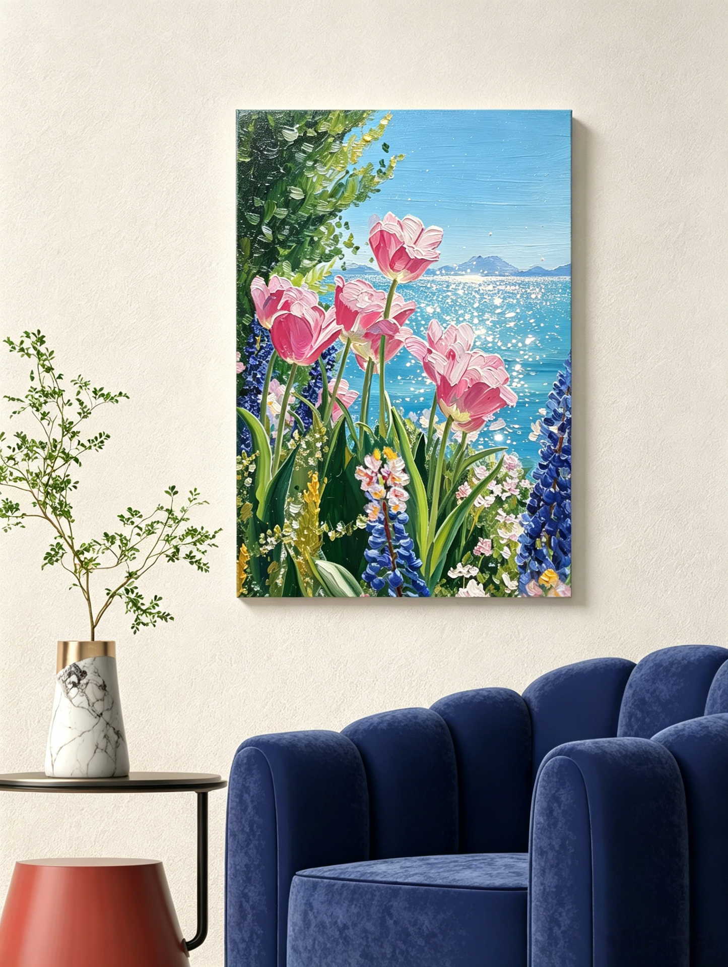 Frühlings-Tulpenlandschaft – Malen nach Zahlen