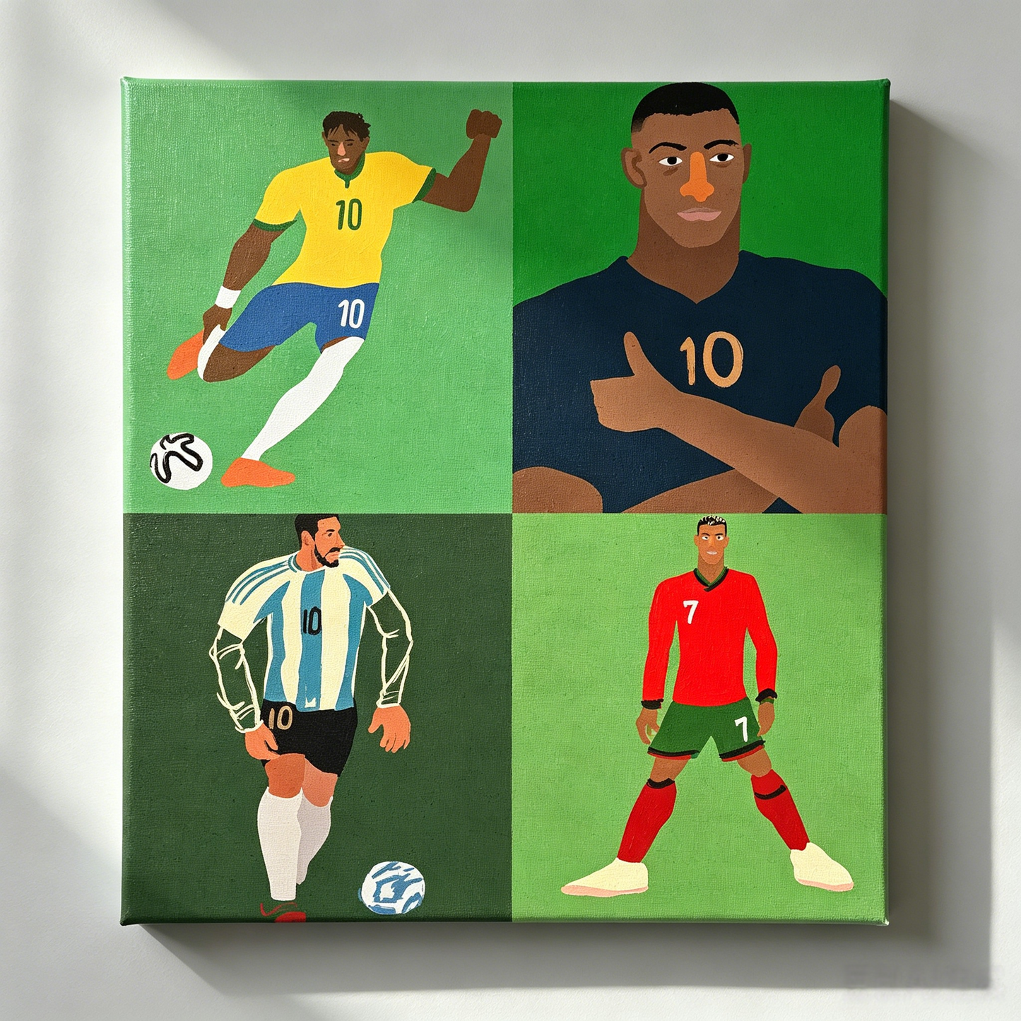 Vier Länder Fußball Stars Vierfeld Collage–WM-KUNST  – Malen nach Zahlen