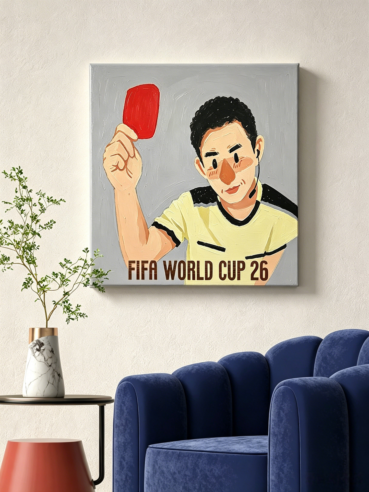 FIFA WM 2026 Schiedsrichter mit roter Karte– WM-KUNST – Malen nach Zahlen